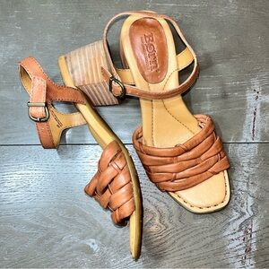 Born Hand Crafted Leather Brown Strappy Sandals Heels NWOB Women’s US 6M